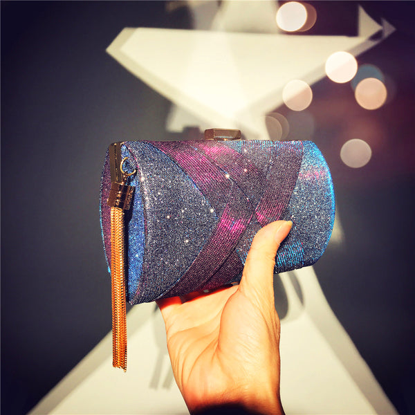 Mini Barrels Unreal color Shine ! Elegant Mini Size Phone Handbag, Club Clutch Bag, Night Dinner Event handbag