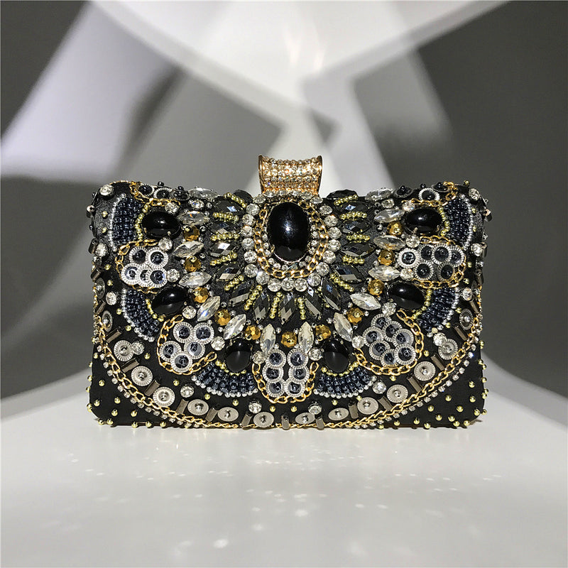 Black Gems! Luxury Mini Size Phone Bag with Jewelry, Club Clutch Bag, Night Dinner Event handbag - KellyModa Store