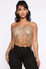 Luxury Sexy Backless Crop Slip Top with Tassels , Shining Sequins Hot Tops, ClubWear Party - KellyModa Store