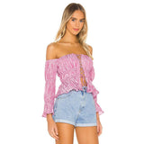 Ruffled Sexy Laced Strapless Top pink! Short Sleeve Sexy Small Cropped Top Celebrity Fashion 2111 - KellyModa Store