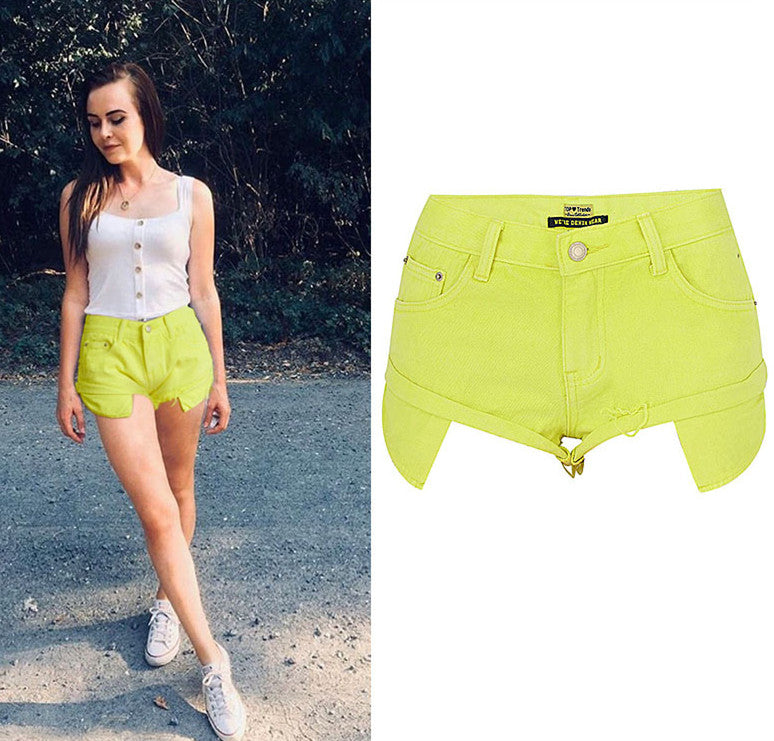 Sweet Macaron Color Jeans, Denim Shorts Hot Pants, Bottoms, Femme Bottoms - KellyModa Store