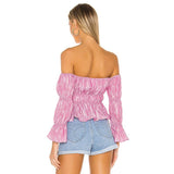 Ruffled Sexy Laced Strapless Top pink! Short Sleeve Sexy Small Cropped Top Celebrity Fashion 2111 - KellyModa Store