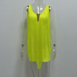 Long Tassels! Eye-catching Fringed Yellow Hot Hip Dress ! Sexy Club Dress Party Fashion 2112 - KellyModa Store