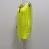 Long Tassels! Eye-catching Fringed Yellow Hot Hip Dress ! Sexy Club Dress Party Fashion 2112 - KellyModa Store