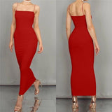 [Best Seller] Basic Minimal Low-cut Sexy Long Slip Dress 3 Colors! Teenager Sexy Dress Celebrity Fashion 2111 - KellyModa Store