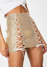 BlingBling Rhinestones Laced-up Skirt, Shining Crop Tops, ClubWear Show Wear - KellyModa Store