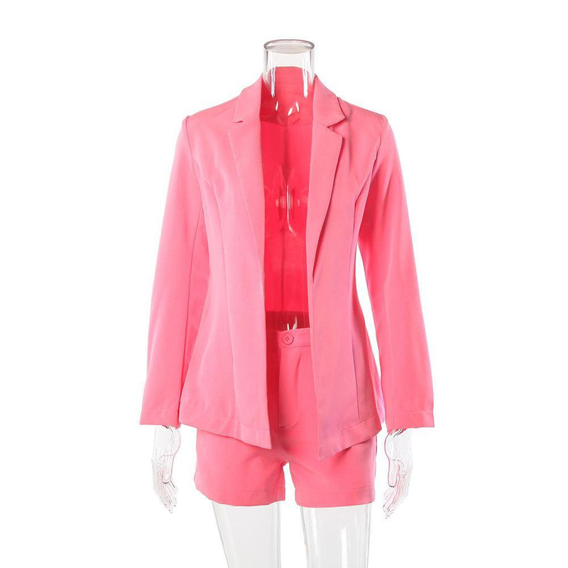 Macoroon Color Blazer Top and Shorts 2-piece Set! Sexy Blazer Celebrity Fashion 2111 - KellyModa Store