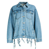 Fishnet Back Uniquely Designed Denim Jacket Top! Chic Top Jeans Jacket Celebrity Fashion 2112 - KellyModa Store