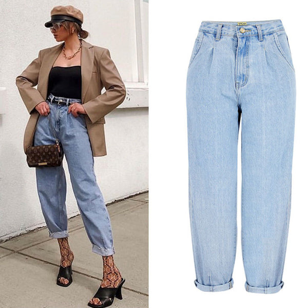 Boy Friend Style! Women Loose Fitting Blue Jeans, Casual Women Jeans, Femme Bottoms, Bell Bottom - KellyModa Store