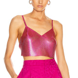 Minimal Sexy Backless Crop Slip Top with Flicker Sequins Fabric , Shining Tank Tops, ClubWear - KellyModa Store