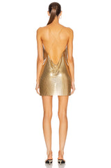 Black Gold Sexy Backless Slim Fitting Small Slip Dress with Sequins Fabric, Shining Clubwear - KellyModa Store