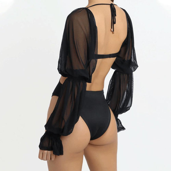 Sexy One Piece Low Cut Top 2 Colors! See through Sexy Mesh Top Celebrity Fashion 2111 - KellyModa Store