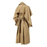 Cloak Type Classic Kahki Trench Coat Lapel Collar! Chic Fall Winter Overcoat Wind Coat 2207