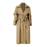 Cloak Type Classic Kahki Trench Coat Lapel Collar! Chic Fall Winter Overcoat Wind Coat 2207