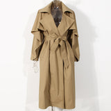 Cloak Type Classic Kahki Trench Coat Lapel Collar! Chic Fall Winter Overcoat Wind Coat 2207