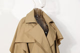 Cloak Type Classic Kahki Trench Coat Lapel Collar! Chic Fall Winter Overcoat Wind Coat 2207