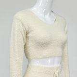 Downy Slim Fitting Long Sleeve Crop Top and Pants 2-Piece Set! Winter Sexy Celebrity Fashion 2111 - KellyModa Store