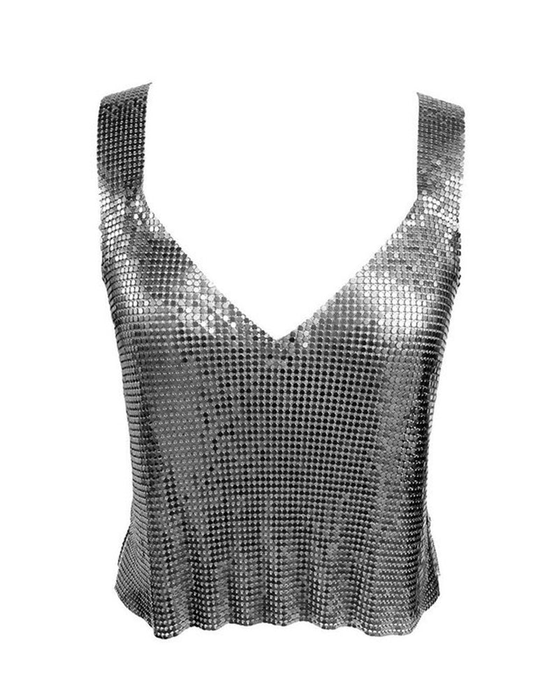 Shine Blingbling Metallic Sexy Tank Top, Shining Hot Tops for Club Party 2206