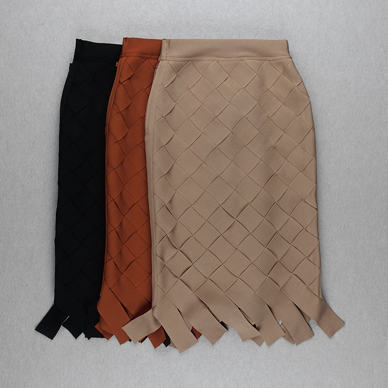 Hand Braided Long Skirt! Designer Chic Braided Slim Fitting Long Skirt 3 Colors 2201