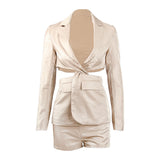 Chic Cut-out Blazer and Shorts 2-Piece Set! Casual Rompers Sexy Blazer Shorts 2112 - KellyModa Store