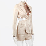 Chic Cut-out Blazer and Shorts 2-Piece Set! Casual Rompers Sexy Blazer Shorts 2112 - KellyModa Store