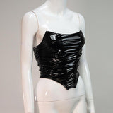 Sexy Glossy Patent Vegan PU Leather Strapless Top! Sexy Slip NightClub Wear Cyber Fashion 2111 - KellyModa Store