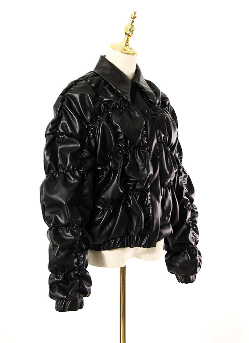 Designer Winter Warm PU Leather Quilted Jacket! Chic Winter Jacket Celebrity Fashion 2207