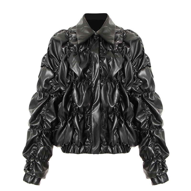 Designer Winter Warm PU Leather Quilted Jacket! Chic Winter Jacket Celebrity Fashion 2207