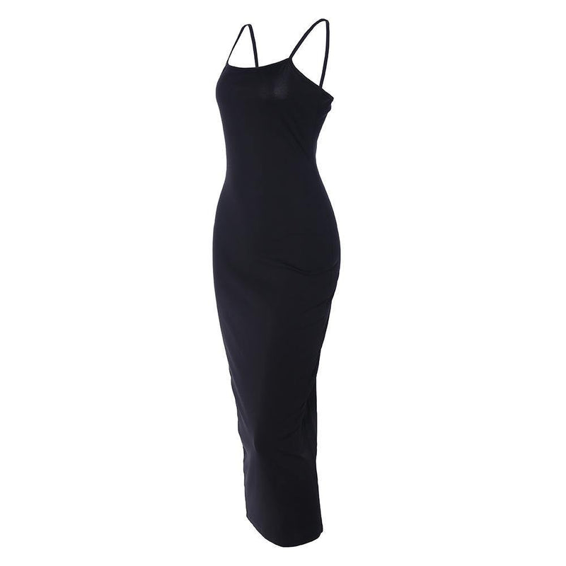 [Best Seller] Basic Minimal Low-cut Sexy Long Slip Dress 3 Colors! Teenager Sexy Dress Celebrity Fashion 2111 - KellyModa Store