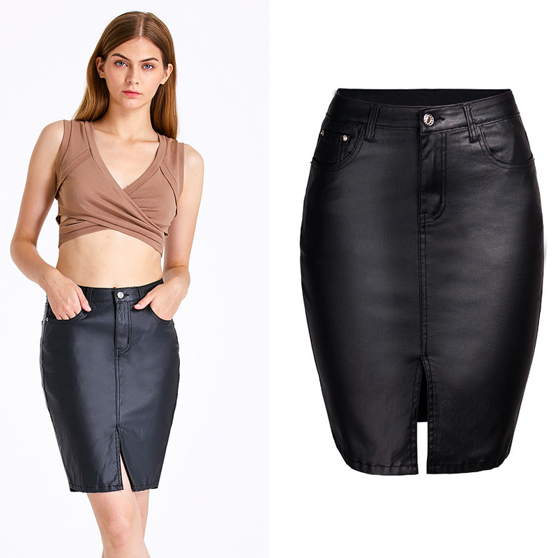 Slim Fitting PU Leather Skirt! PU Leather Bottoms, Women Jeans, Femme Bottoms, Hot skirt - KellyModa Store