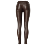 Coffee PU Skinny Motocycle! Leather Pants, Bottoms, Women Jeans, Femme Bottoms, Pants - Bohedian.Shop