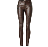 Coffee PU Skinny Motocycle! Leather Pants, Bottoms, Women Jeans, Femme Bottoms, Pants - Bohedian.Shop