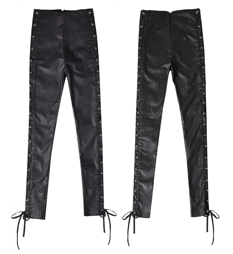 Laced Up PU! Sexy Leather Skinny Pants, Bottoms, Women Jeans, Femme Bottoms, Pants - Bohedian.Shop