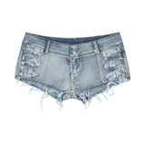 Sexy Ripped Low Waisted Denim Hot Shorts, Sexy Jeans Nightclub Wear, Hot Pants 646