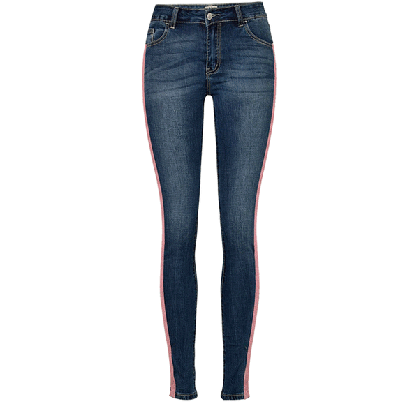 Pink Stripes!Blue Skinny Jeans, Denim, Bottoms, Women Jeans, Femme Bottoms - Bohedian.Shop