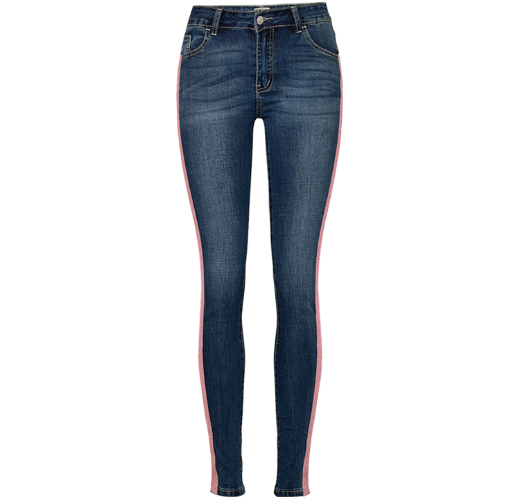 Pink Stripes!Blue Skinny Jeans, Denim, Bottoms, Women Jeans, Femme Bottoms - Bohedian.Shop