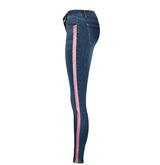 Pink Stripes!Blue Skinny Jeans, Denim, Bottoms, Women Jeans, Femme Bottoms - Bohedian.Shop