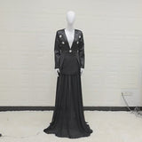 Exquisite Black Chic Blazer and Mesh Long Skirt 2-Piece Set! High Street Fashion Trendy 2112