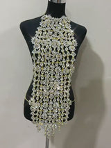 Top Luxury Shine Zirons Gems Rhinestones Floral body Chain , Sexy Body Jewelry Dress, Hot ClubWear