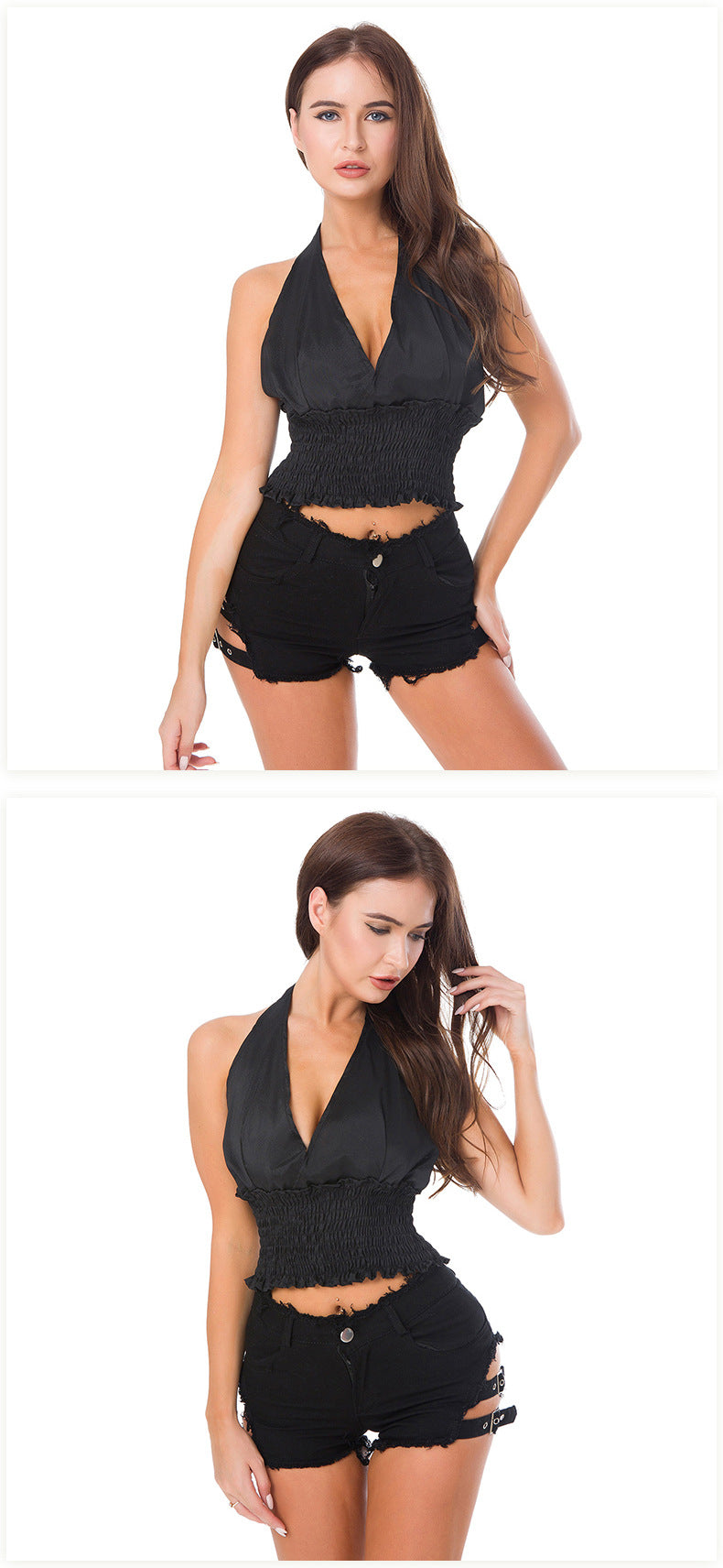 Buckles Sexy Ripped High Waisted Denim Hot Shorts, Sexy Jeans Nightclub Wear, Hot Pants 648