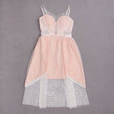 Pink Sweet Style Mesh Lace Slip Dress! Casual Dress Celebrity Fashion 2112 - KellyModa Store