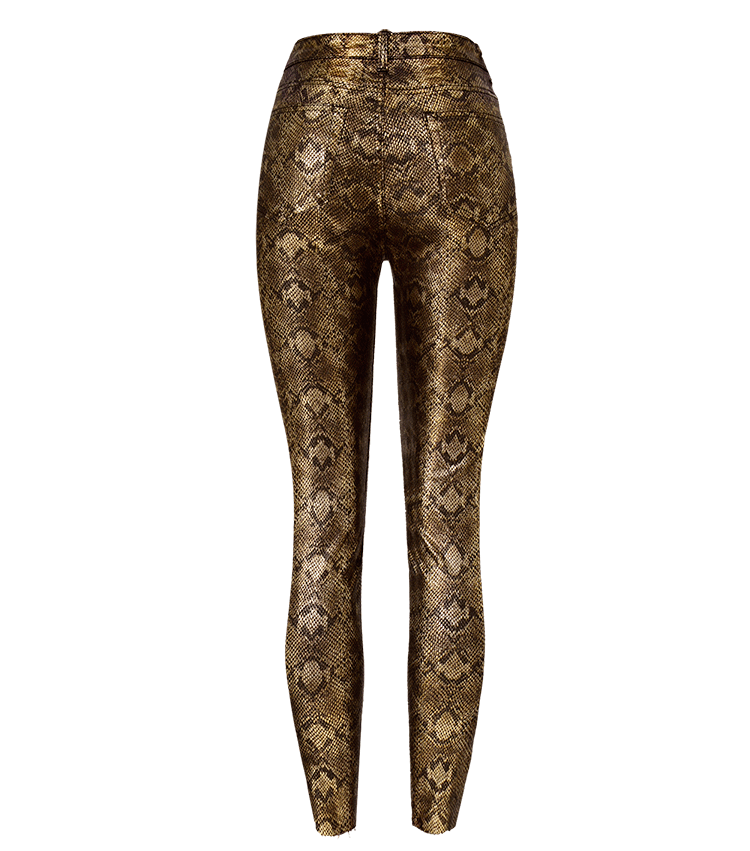 Gold Snake! Skinny Jeans, Denim with Faux Snake Skin Leather, Women Jeans, Leather Jeans - Bohedian.Shop