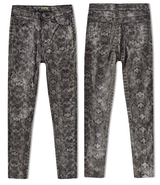 Gray Snake! Skinny Jeans, Denim with Faux Snake Skin Leather, Women Jeans, Leather Jeans - Bohedian.Shop