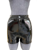 Glossy Minimal High Waisted Patent PU Leather Hot Shorts, Sexy Nightclub Wear, Hot Pants 809