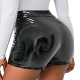 Glossy Minimal High Waisted Patent PU Leather Hot Shorts, Sexy Nightclub Wear, Hot Pants 809