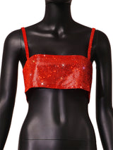 Minimal Shine Sexy Crop Top with Flicker Rhinestones Fabric , Shining Tank Tops