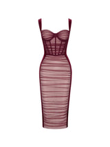 Wrinkled Mesh Bandage Slip Dress! Midi Dress Party Dress Night Dress Ball Dress Sexy Dress 2210