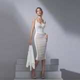 Wrinkled Mesh Bandage Slip Dress! Midi Dress Party Dress Night Dress Ball Dress Sexy Dress 2210