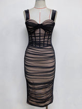 Wrinkled Mesh Bandage Slip Dress! Midi Dress Party Dress Night Dress Ball Dress Sexy Dress 2210