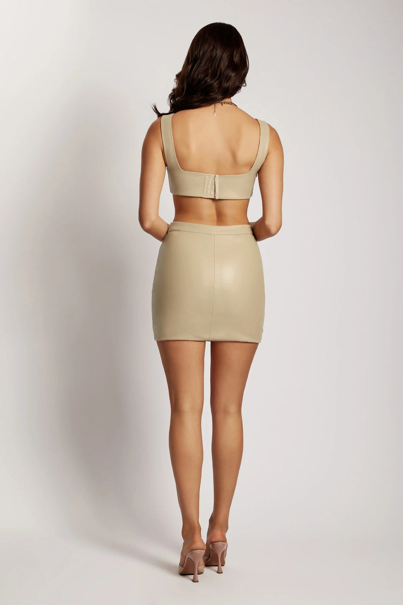 Sexy Patent Vegan PU Leather Crop Tank Top and Skirt 2-piece set! Sexy NightClub Wear Blogger Celebrity Fashion 2111 - KellyModa Store